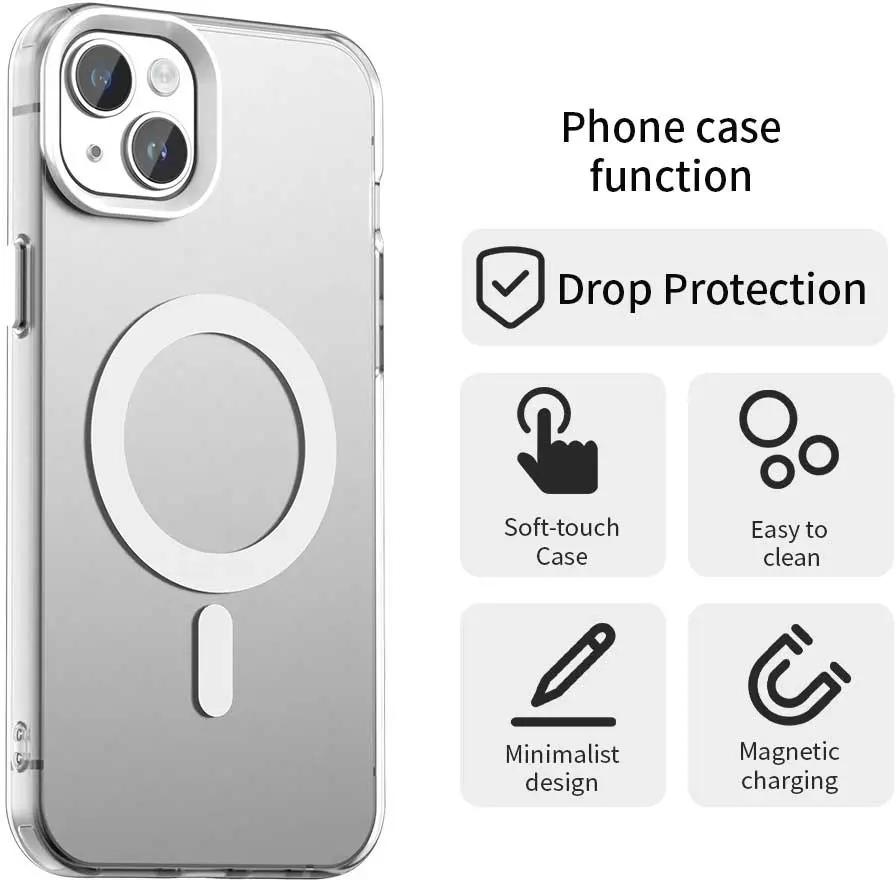 Apple iPhone 15 Hoesje MagSafe Backcover Semi-Transparant & Wit afbeelding 6