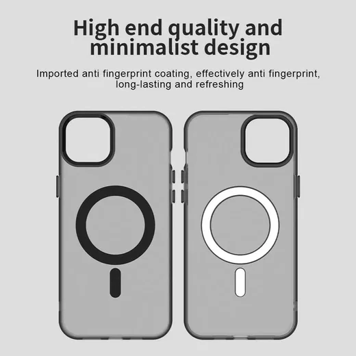 Apple iPhone 15 Hoesje MagSafe Backcover Semi-Transparant & Zwart afbeelding 9