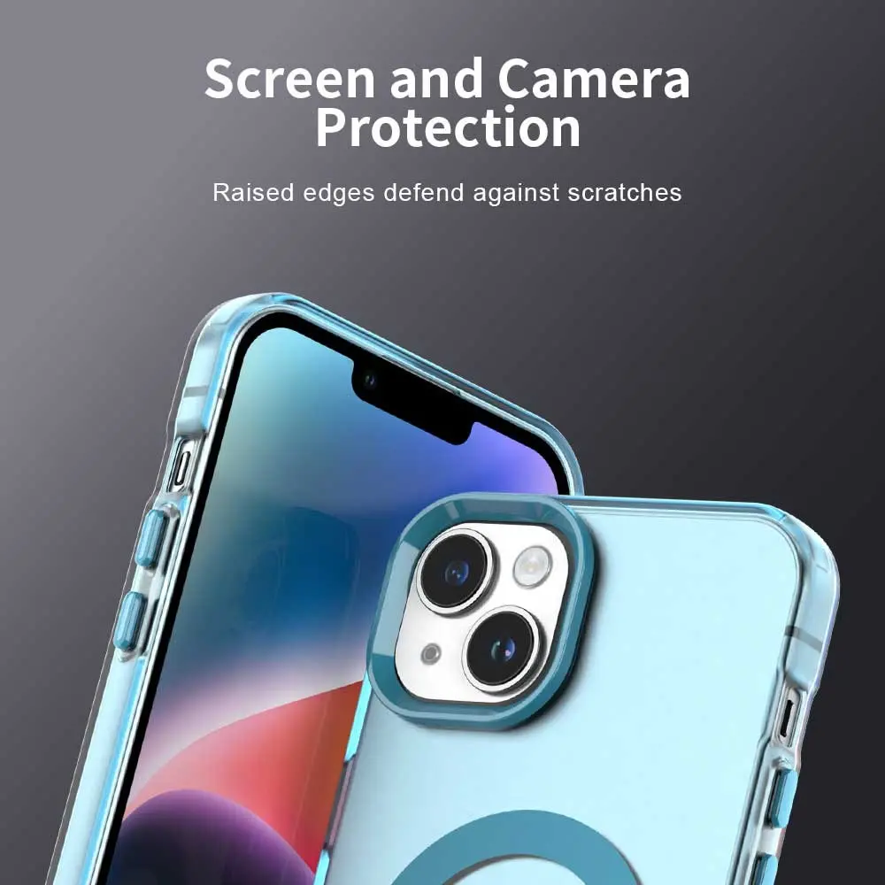 Apple iPhone 15 Hoesje MagSafe Backcover Semi-Transparant & Blauw afbeelding 10