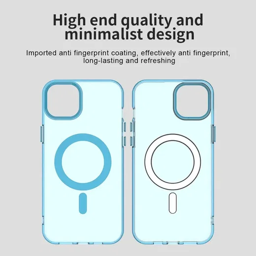 Apple iPhone 15 Hoesje MagSafe Backcover Semi-Transparant & Blauw afbeelding 9