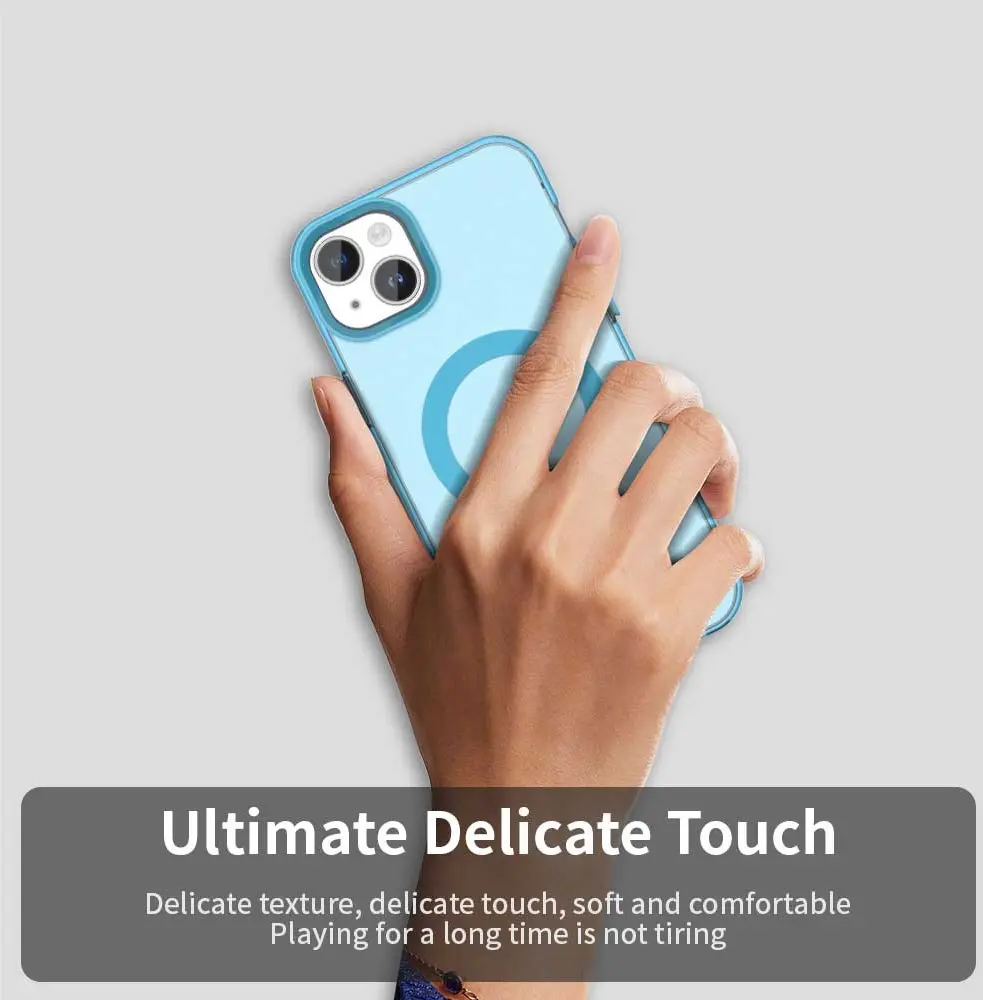 Apple iPhone 15 Hoesje MagSafe Backcover Semi-Transparant & Blauw afbeelding 8