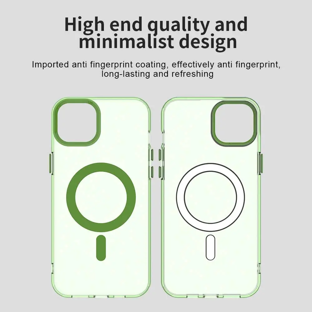 Apple iPhone 15 Hoesje MagSafe Backcover Semi-Transparant & Groen afbeelding 9
