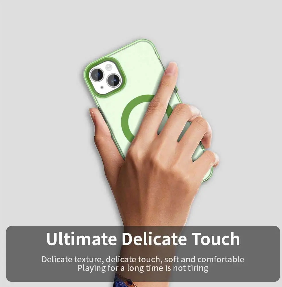Apple iPhone 15 Hoesje MagSafe Backcover Semi-Transparant & Groen afbeelding 8