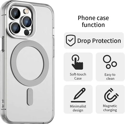Apple iPhone 14 Pro Max Hoesje MagSafe Backcover Semi-Transparant & Wit afbeelding 6