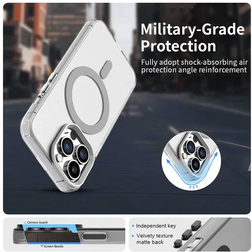 Apple iPhone 14 Pro Max Hoesje MagSafe Backcover Semi-Transparant & Wit afbeelding 3