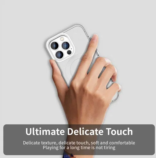 Apple iPhone 14 Pro Max Hoesje MagSafe Backcover Semi-Transparant & Wit afbeelding 7