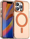 Apple iPhone 14 Pro Max Hoesje MagSafe Backcover Semi-Transparant & Oranje