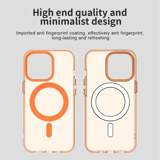 Apple iPhone 14 Pro Max Hoesje MagSafe Backcover Semi-Transparant & Oranje afbeelding 7