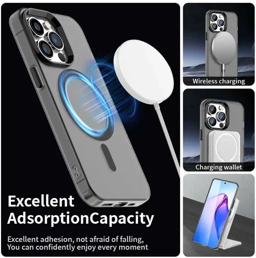Apple iPhone 14 Pro Max Hoesje MagSafe Backcover Semi-Transparant & Zwart afbeelding 4