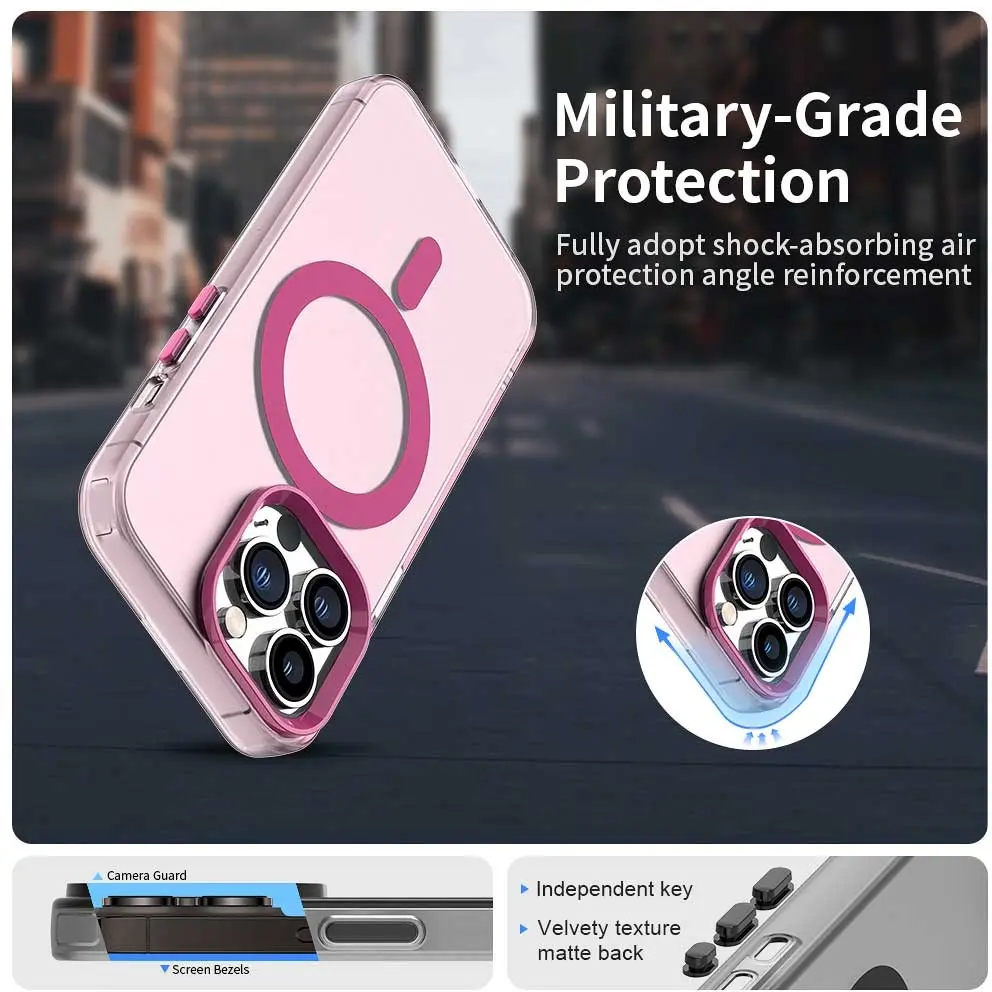 Apple iPhone 14 Pro Max Hoesje MagSafe Backcover Semi-Transparant & Roze afbeelding 3