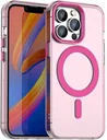 Apple iPhone 14 Pro Max Hoesje MagSafe Backcover Semi-Transparant & Roze