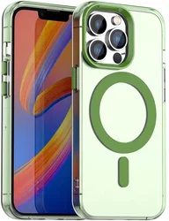 Apple iPhone 14 Pro Max Hoesje MagSafe Backcover Semi-Transparant & Groen afbeelding
