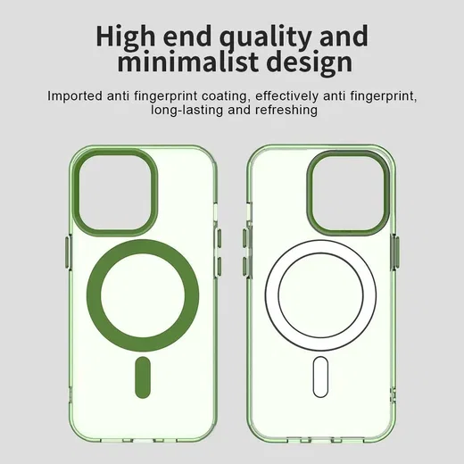 Apple iPhone 14 Pro Max Hoesje MagSafe Backcover Semi-Transparant & Groen afbeelding 7