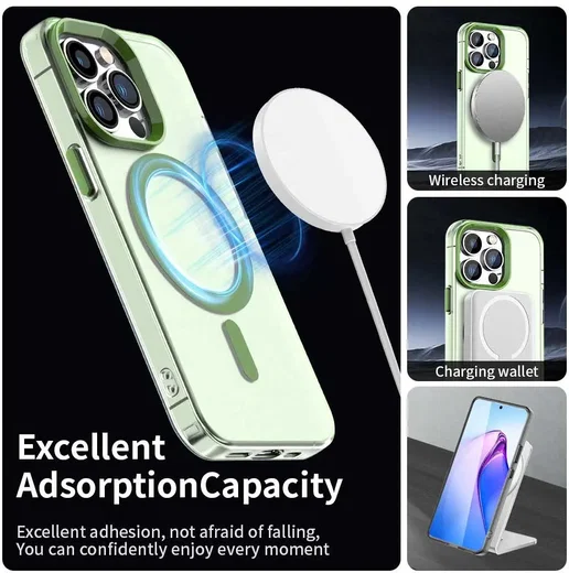 Apple iPhone 14 Pro Max Hoesje MagSafe Backcover Semi-Transparant & Groen afbeelding 4