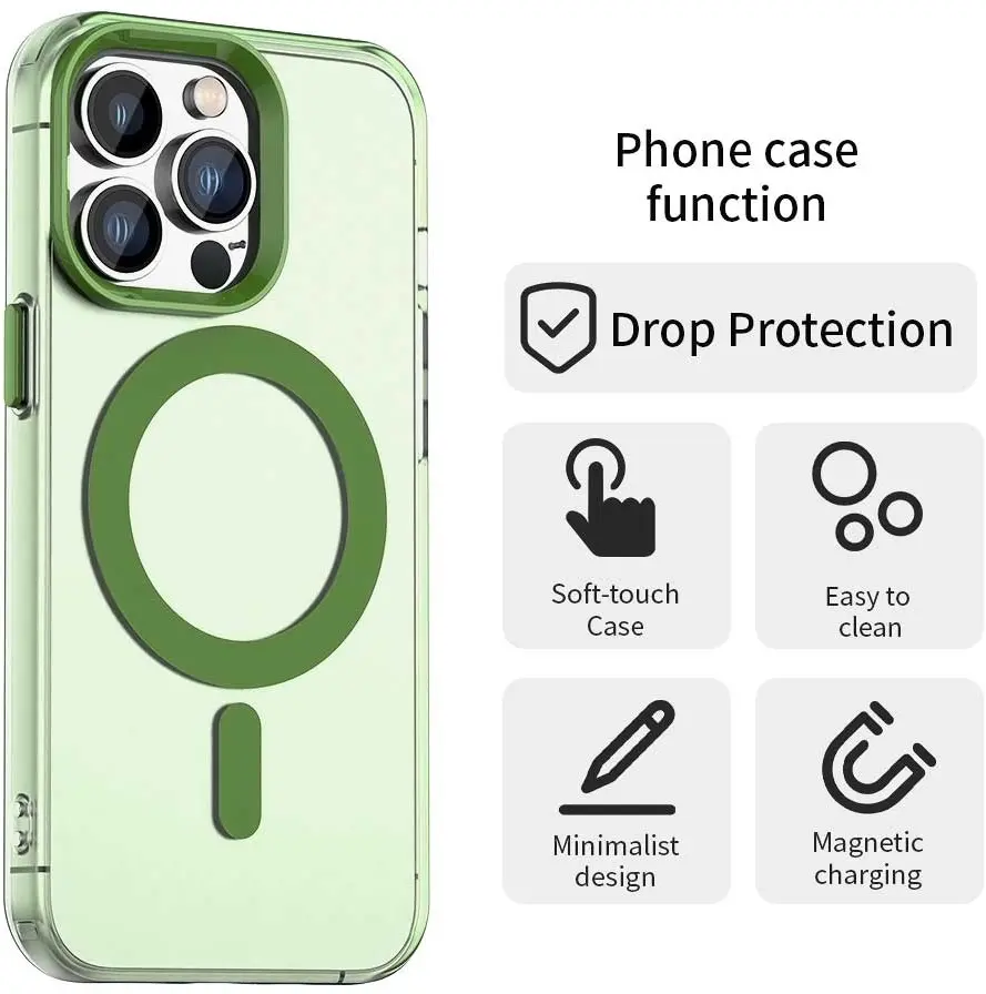 Apple iPhone 14 Pro Max Hoesje MagSafe Backcover Semi-Transparant & Groen afbeelding 5
