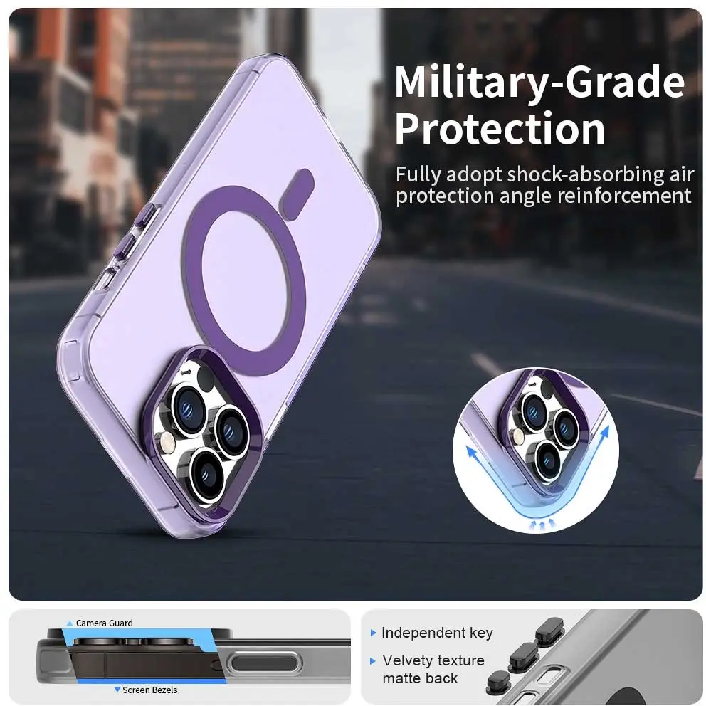 Apple iPhone 14 Pro Max Hoesje MagSafe Backcover Semi-Transparant & Paars afbeelding 3