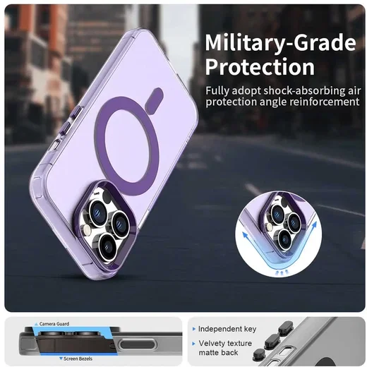 Apple iPhone 14 Pro Max Hoesje MagSafe Backcover Semi-Transparant & Paars afbeelding 3