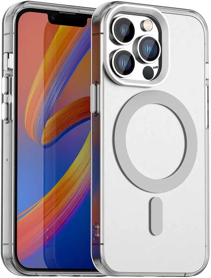 Apple iPhone 14 Pro Hoesje MagSafe Backcover Semi-Transparant & Wit afbeelding 1