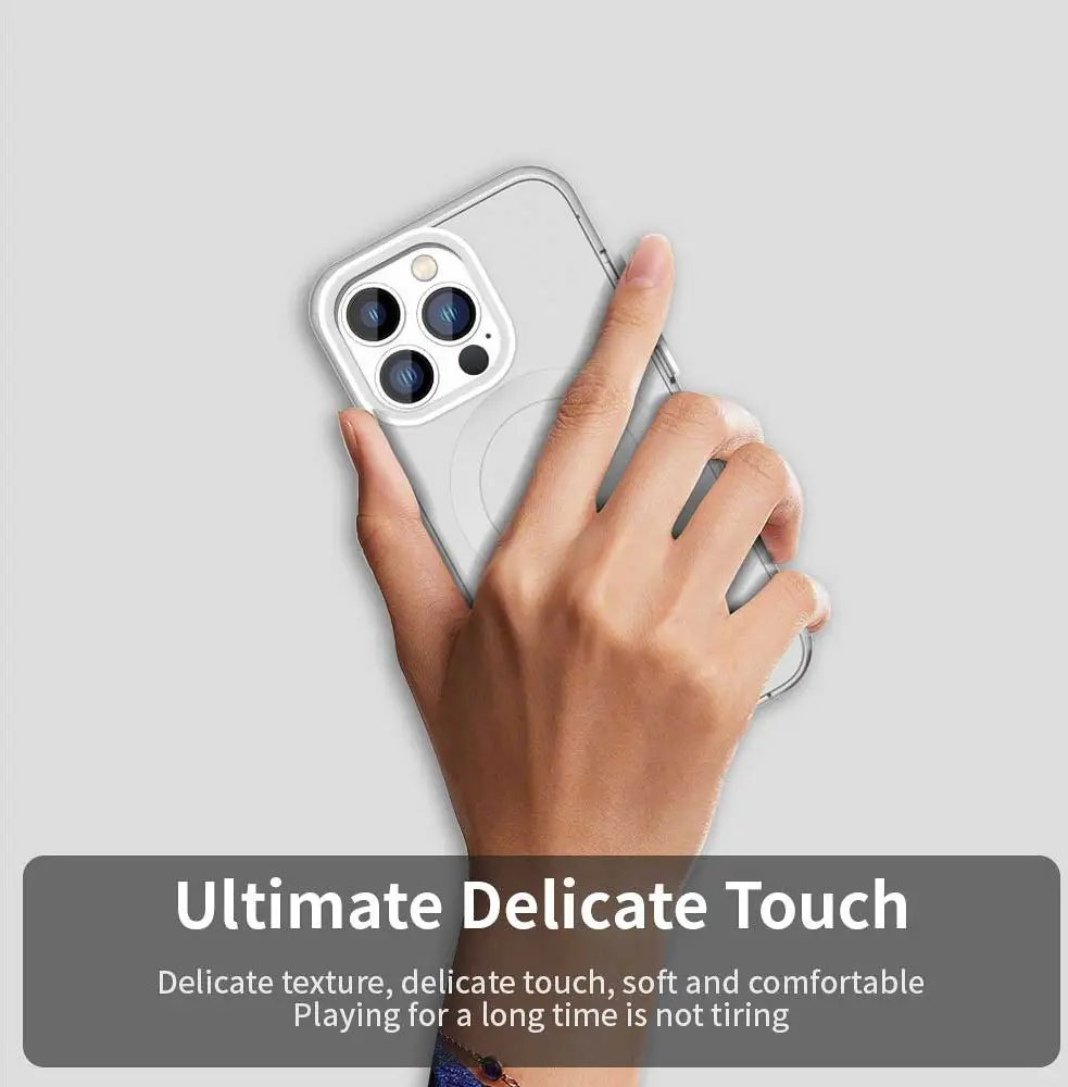 Apple iPhone 14 Pro Hoesje MagSafe Backcover Semi-Transparant & Wit afbeelding 8