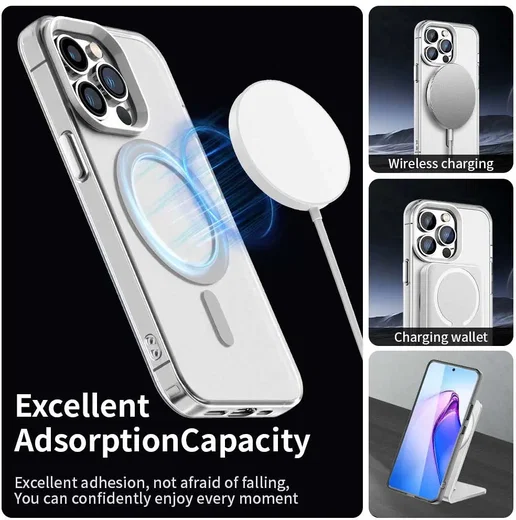 Apple iPhone 14 Pro Hoesje MagSafe Backcover Semi-Transparant & Wit afbeelding 5