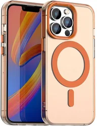 Apple iPhone 14 Pro Hoesje MagSafe Backcover Semi-Transparant & Oranje afbeelding