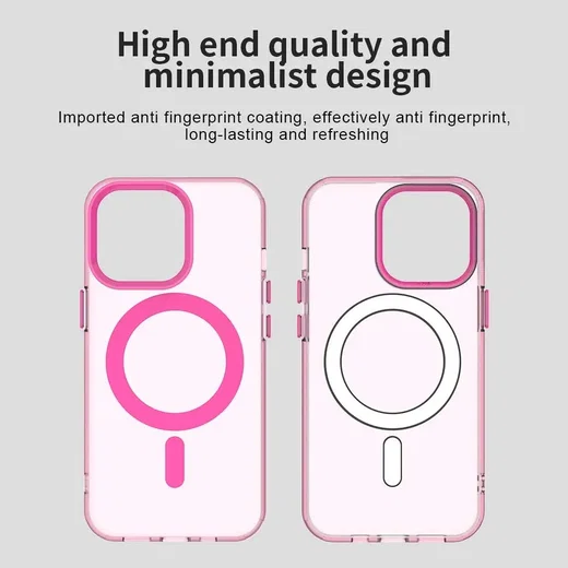 Apple iPhone 14 Pro Hoesje MagSafe Backcover Semi-Transparant & Roze afbeelding 7