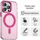 Apple iPhone 14 Pro Hoesje MagSafe Backcover Semi-Transparant & Roze afbeelding 5