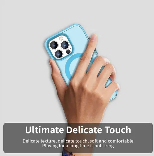 Apple iPhone 14 Pro Hoesje MagSafe Backcover Semi-Transparant & Blauw afbeelding 6