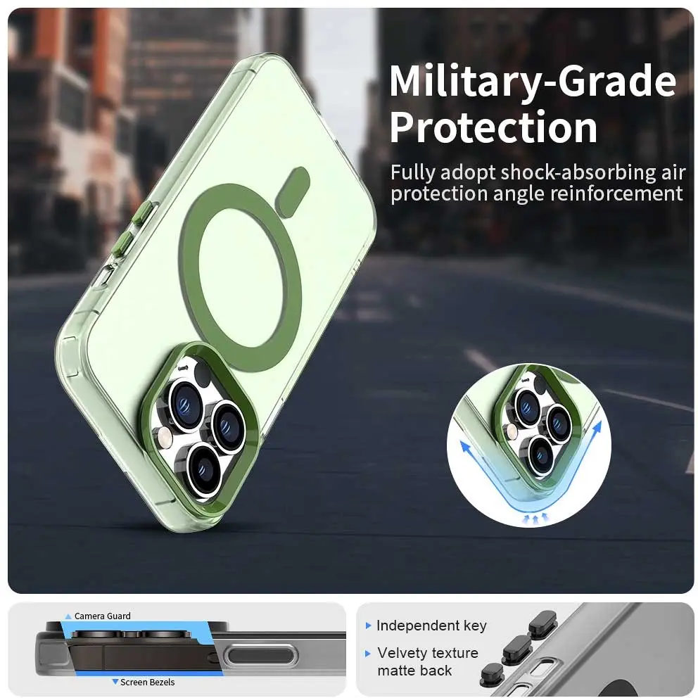 Apple iPhone 14 Pro Hoesje MagSafe Backcover Semi-Transparant & Groen afbeelding 3