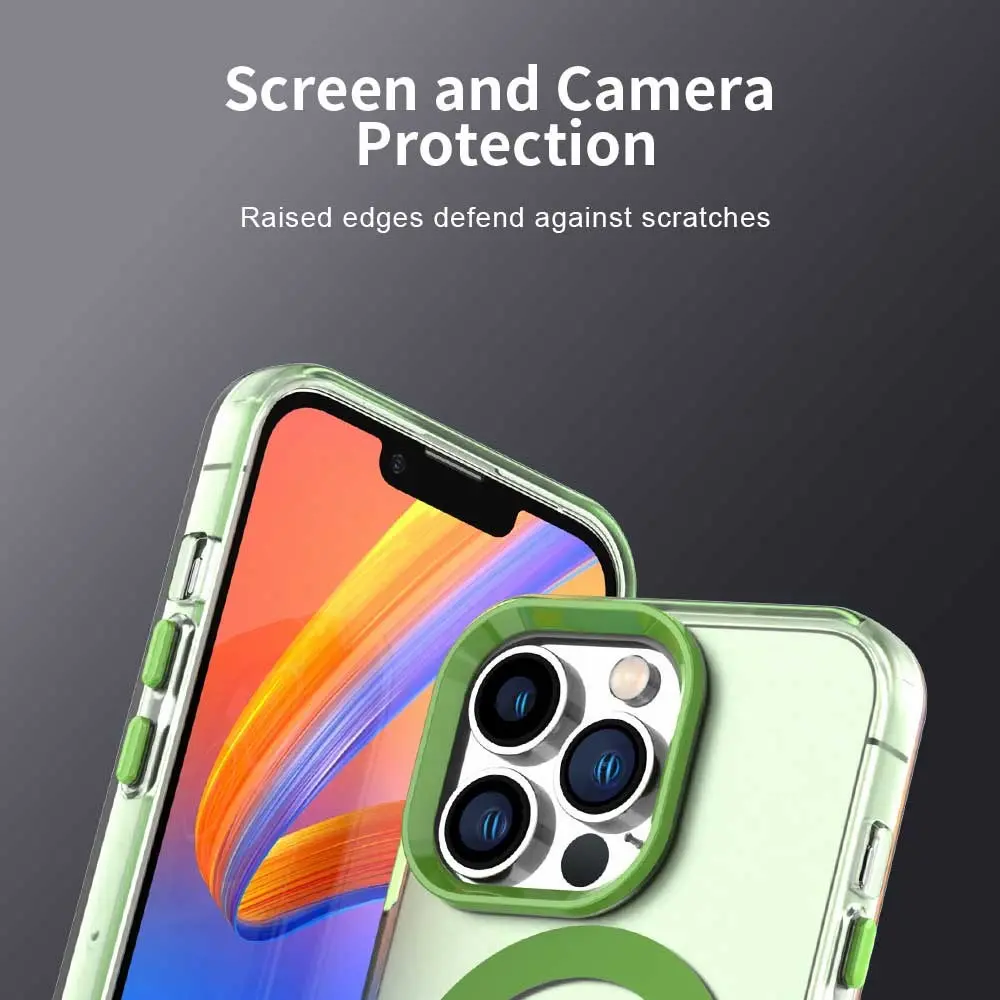 Apple iPhone 14 Pro Hoesje MagSafe Backcover Semi-Transparant & Groen afbeelding 8