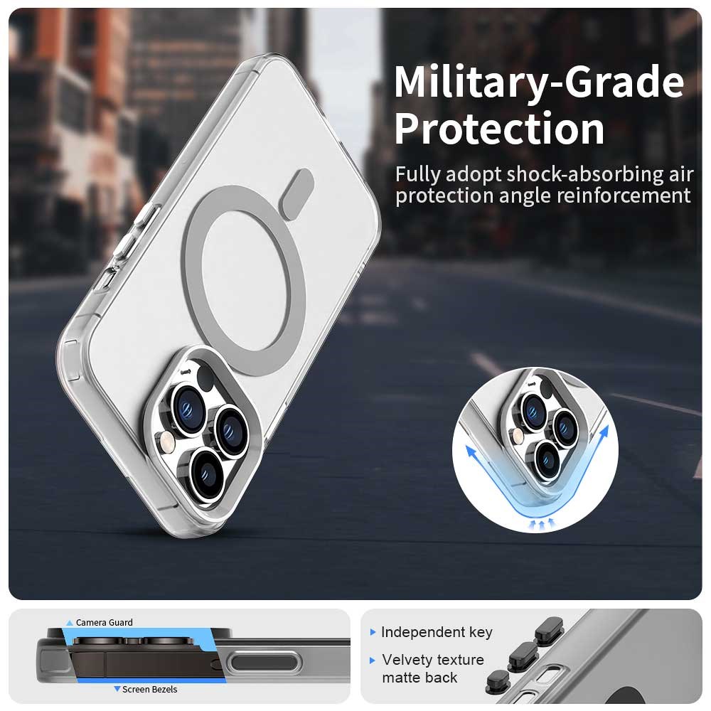 Apple iPhone 13 Pro Hoesje MagSafe Backcover Semi-Transparant & Wit afbeelding 3