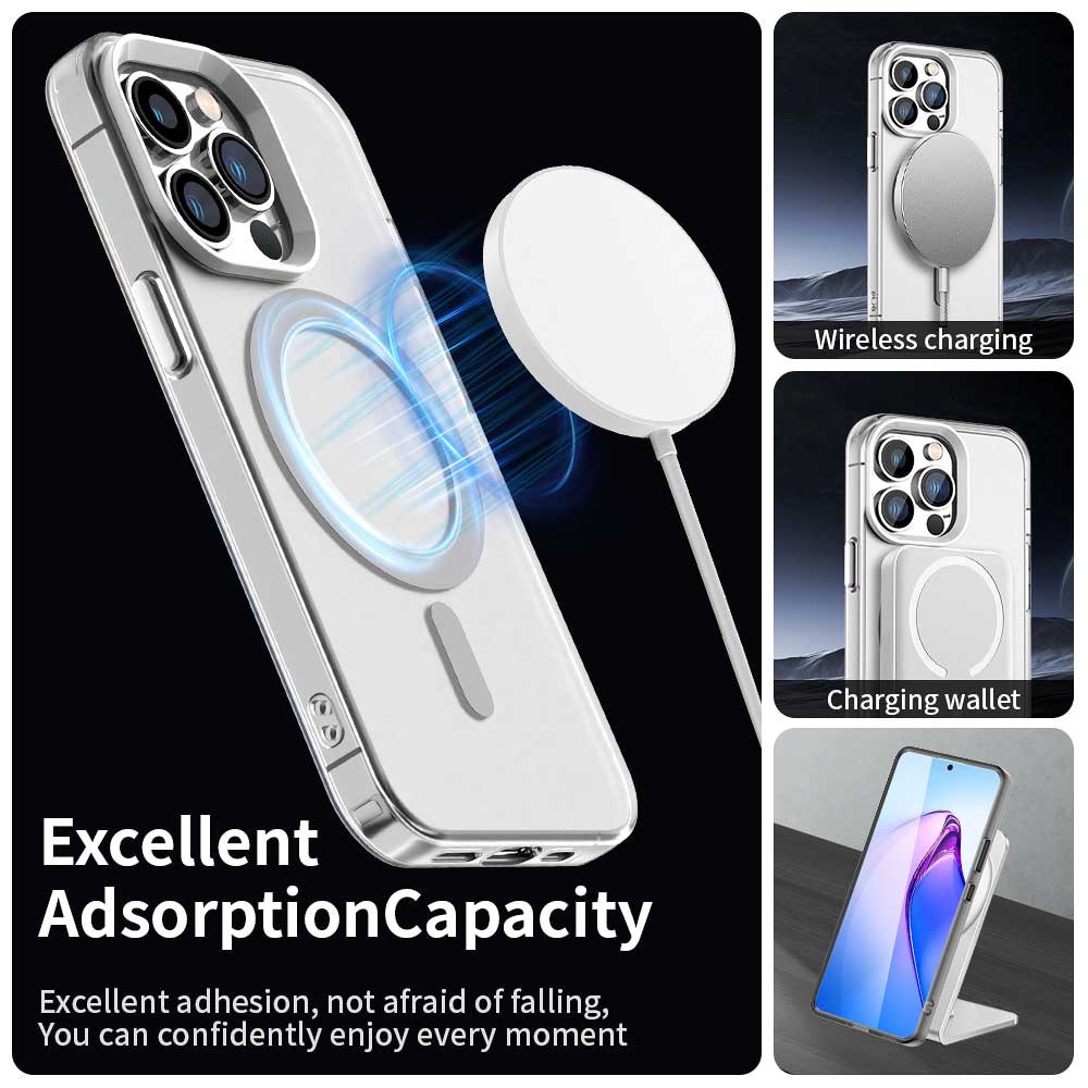 Apple iPhone 13 Pro Hoesje MagSafe Backcover Semi-Transparant & Wit afbeelding 6