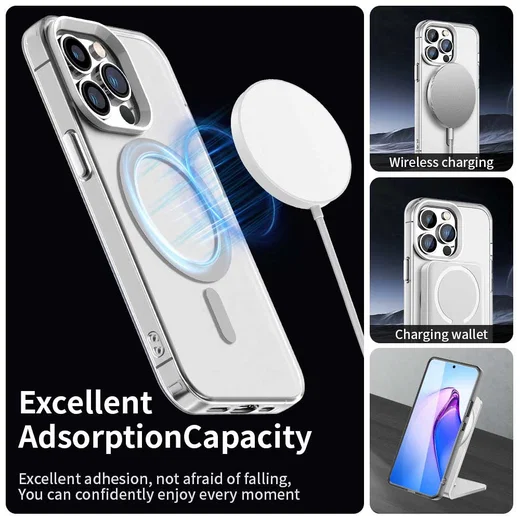 Apple iPhone 13 Pro Hoesje MagSafe Backcover Semi-Transparant & Wit afbeelding 6