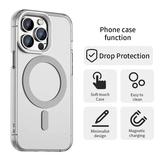 Apple iPhone 13 Pro Hoesje MagSafe Backcover Semi-Transparant & Wit afbeelding 7