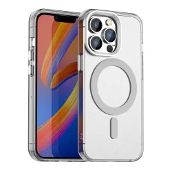 Apple iPhone 13 Pro Hoesje MagSafe Backcover Semi-Transparant & Wit afbeelding