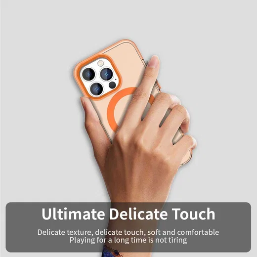 Apple iPhone 13 Pro Hoesje MagSafe Backcover Semi-Transparant & Oranje afbeelding 8