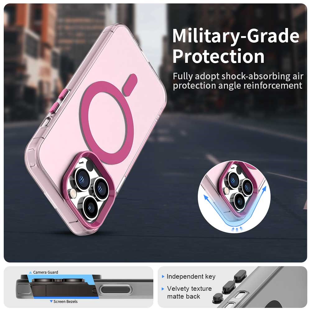 Apple iPhone 13 Pro Hoesje MagSafe Backcover Semi-Transparant & Roze afbeelding 3