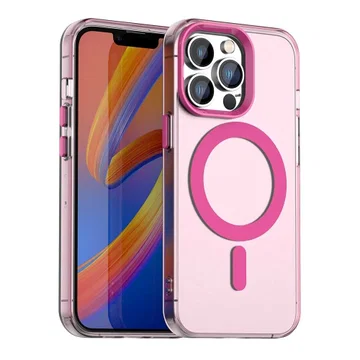 Apple iPhone 13 Pro Hoesje MagSafe Backcover Semi-Transparant & Roze