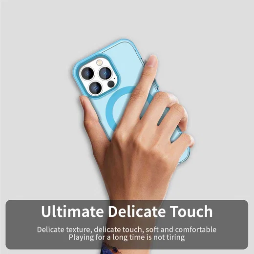 Apple iPhone 13 Pro Hoesje MagSafe Backcover Semi-Transparant & Blauw afbeelding 8