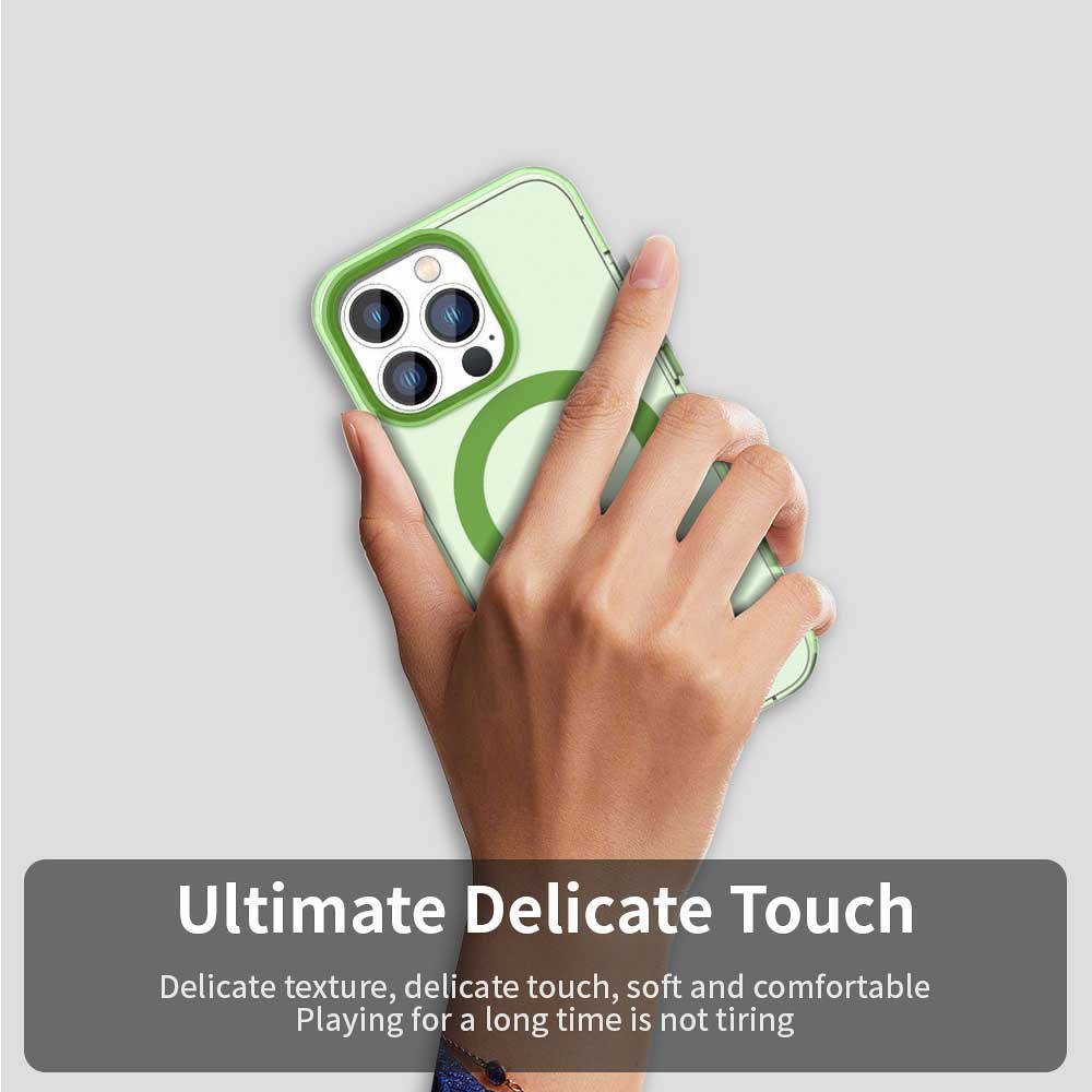 Apple iPhone 13 Pro Hoesje MagSafe Backcover Semi-Transparant & Groen afbeelding 8