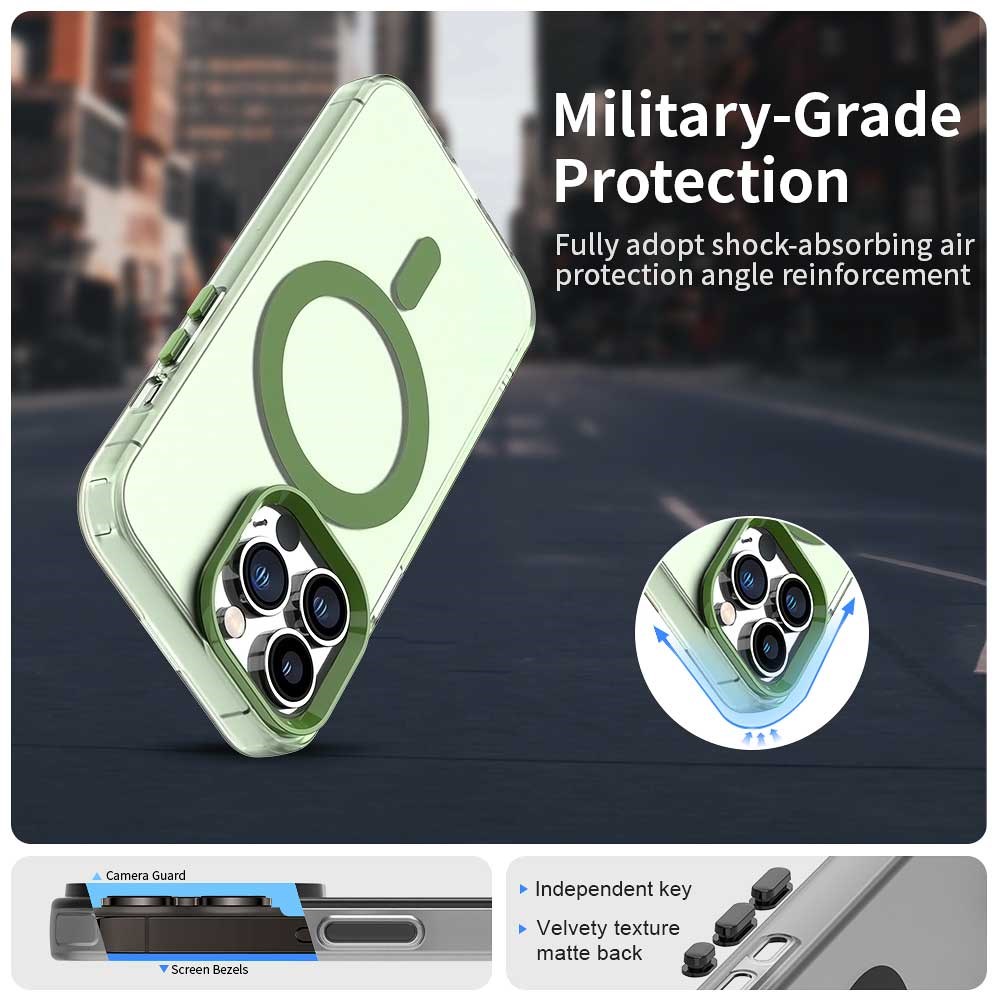 Apple iPhone 13 Pro Hoesje MagSafe Backcover Semi-Transparant & Groen afbeelding 3