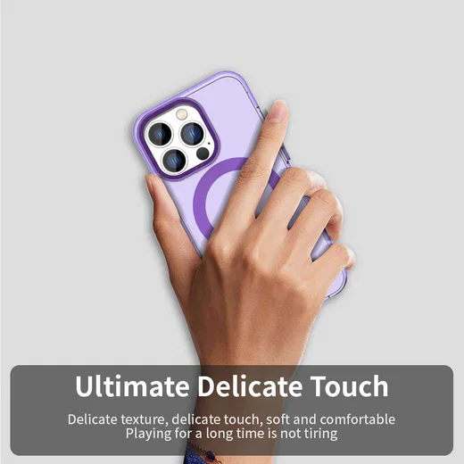 Apple iPhone 13 Pro Hoesje MagSafe Backcover Semi-Transparant & Paars afbeelding 8