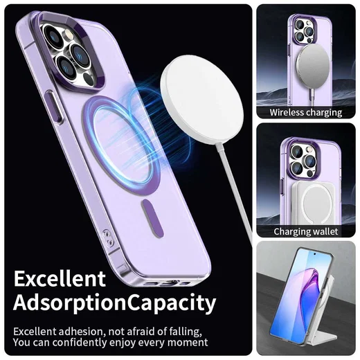 Apple iPhone 13 Pro Hoesje MagSafe Backcover Semi-Transparant & Paars afbeelding 6