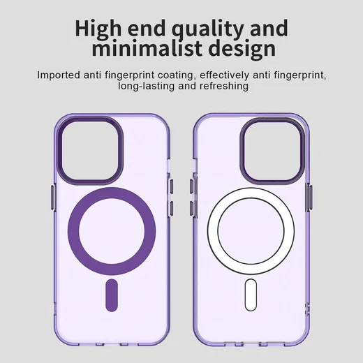 Apple iPhone 13 Pro Hoesje MagSafe Backcover Semi-Transparant & Paars afbeelding 9