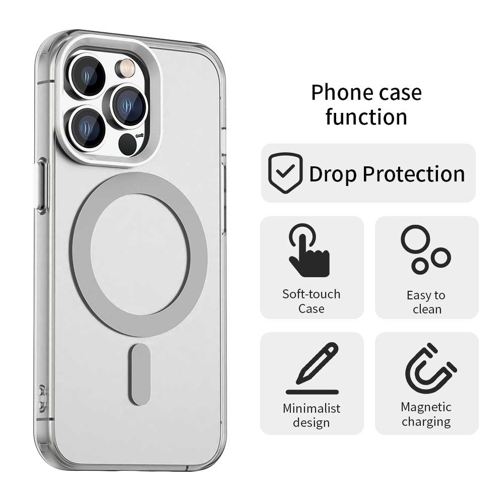 Apple iPhone 13 Pro Max Hoesje MagSafe Backcover Semi-Transparant & Wit afbeelding 7