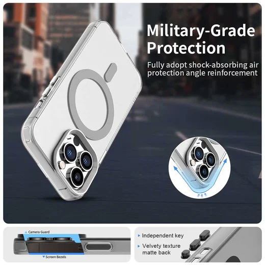 Apple iPhone 13 Pro Max Hoesje MagSafe Backcover Semi-Transparant & Wit afbeelding 3