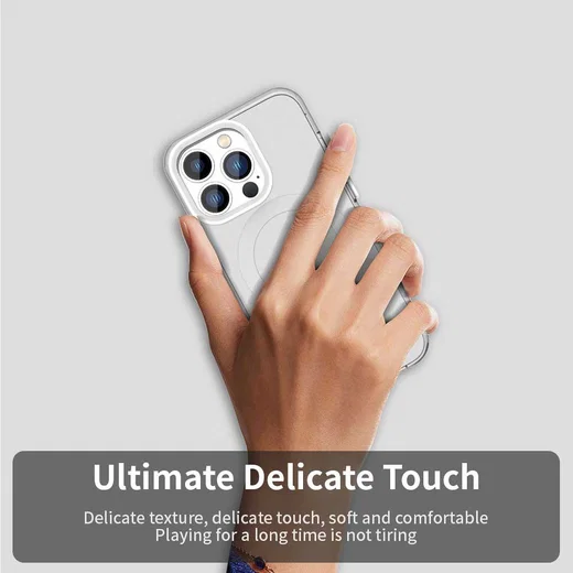 Apple iPhone 13 Pro Max Hoesje MagSafe Backcover Semi-Transparant & Wit afbeelding 8
