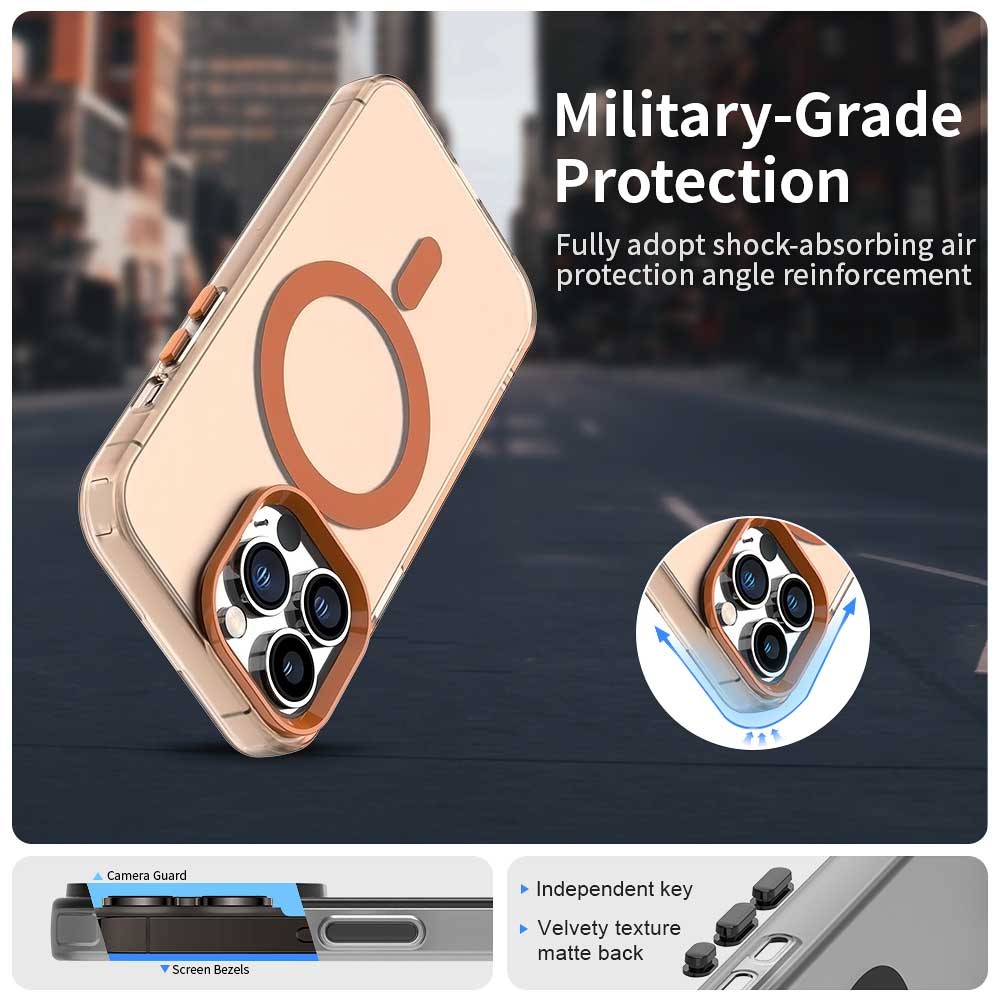 Apple iPhone 13 Pro Max Hoesje MagSafe Backcover Semi-Transparant & Oranje afbeelding 3