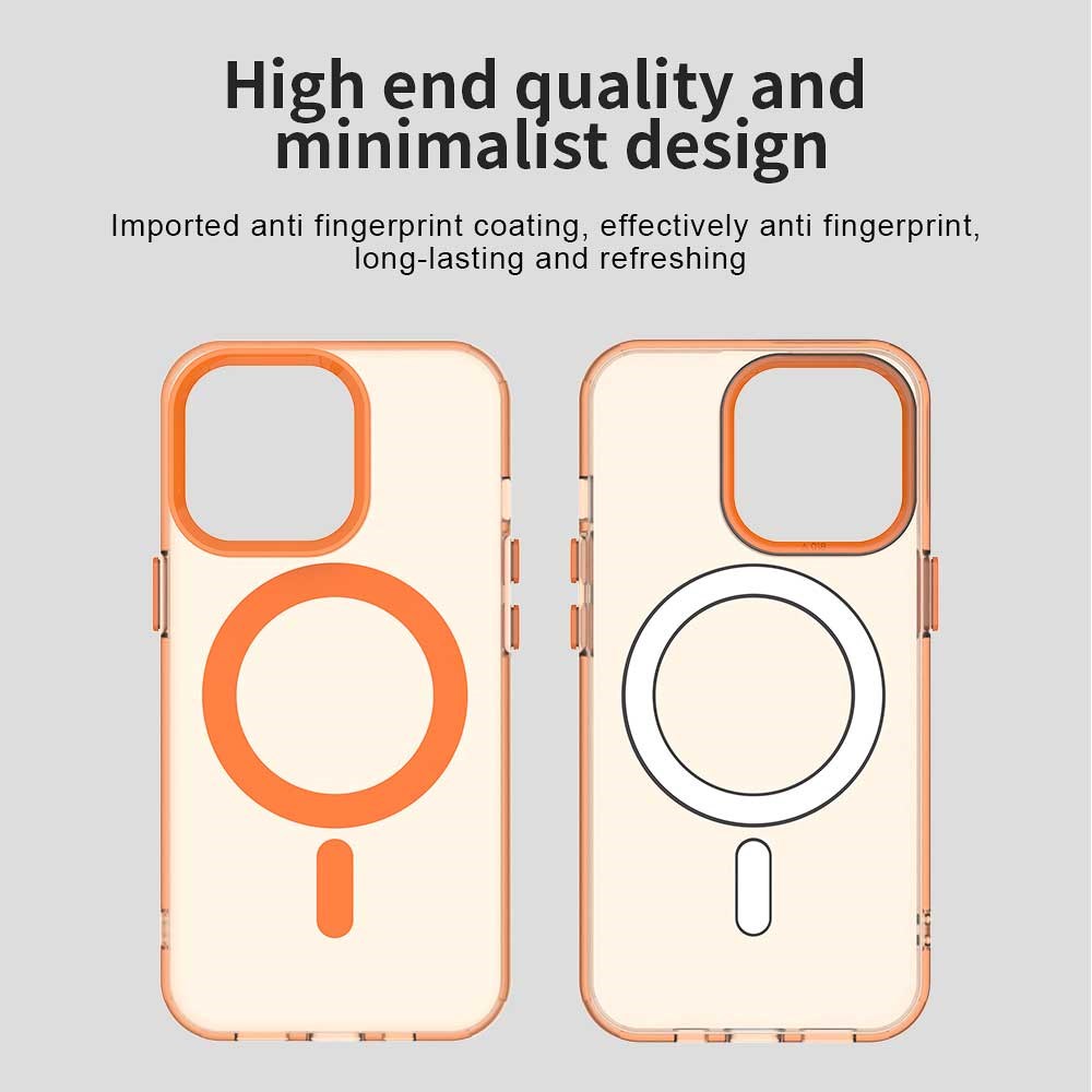 Apple iPhone 13 Pro Max Hoesje MagSafe Backcover Semi-Transparant & Oranje afbeelding 9