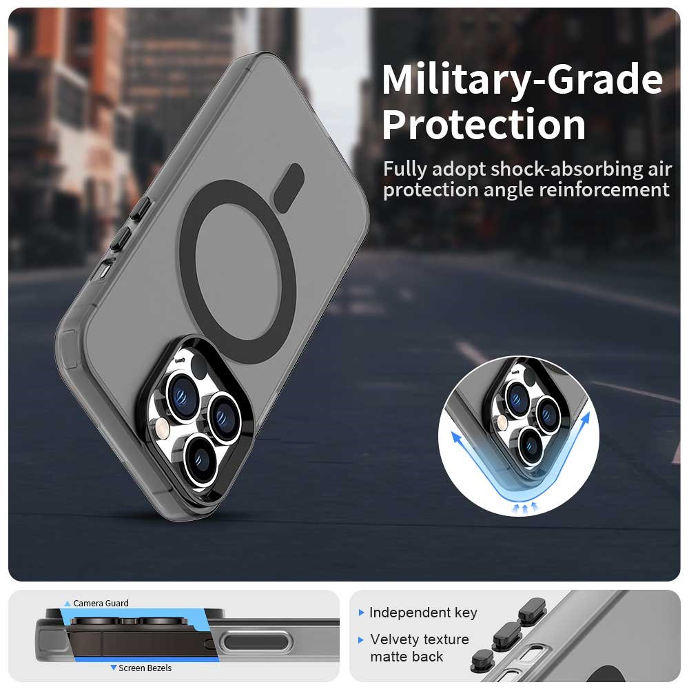 Apple iPhone 13 Pro Max Hoesje MagSafe Backcover Semi-Transparant & Zwart afbeelding 3